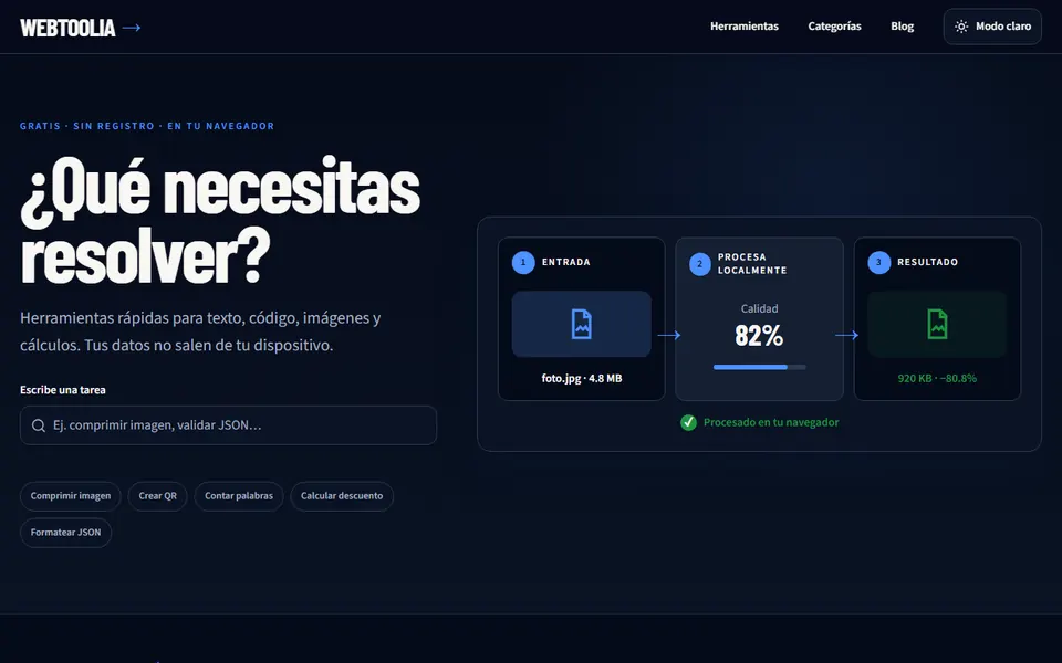 Página de inicio de Webtoolia